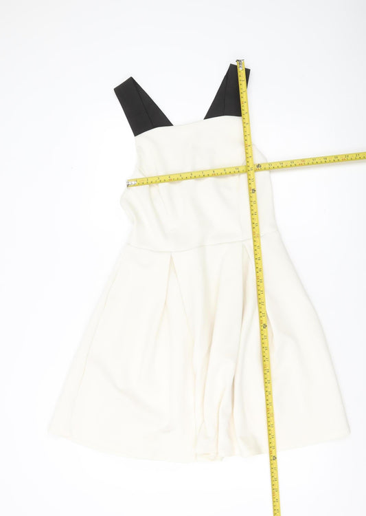 ASOS Women Ivory Skater Dress Size 14 Sleeveless Partywear