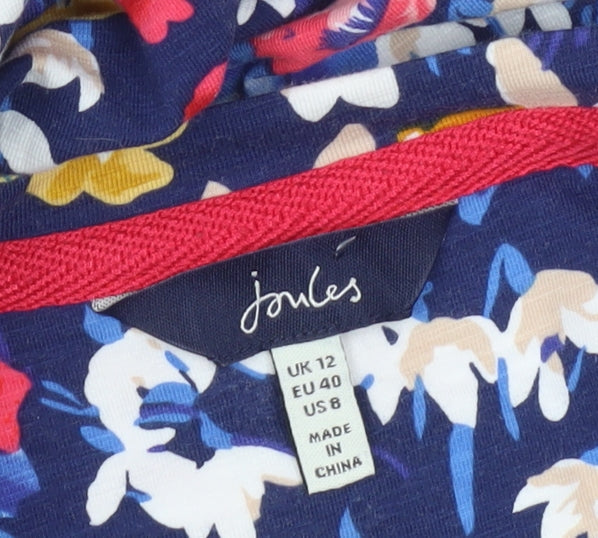 Joules Women’s Multicoloured Floral Dress Size 12 Knee Length V-Neck
