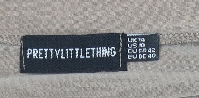 PrettyLittleThing Women’s Beige Ruched Pencil Skirt UK 14