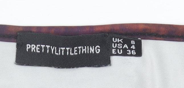 PrettyLittleThing Women’s Multicolour Mesh Cropped Blouse UK 8 Long Sleeve