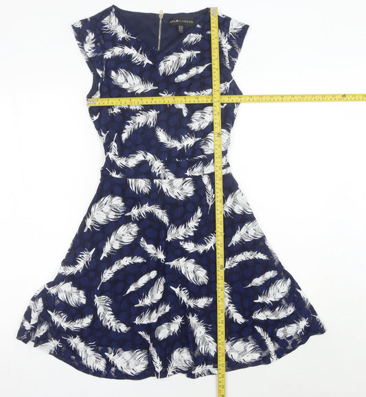 Mela London Women’s Blue Size 10 V-Neck Fit & Flare Dress