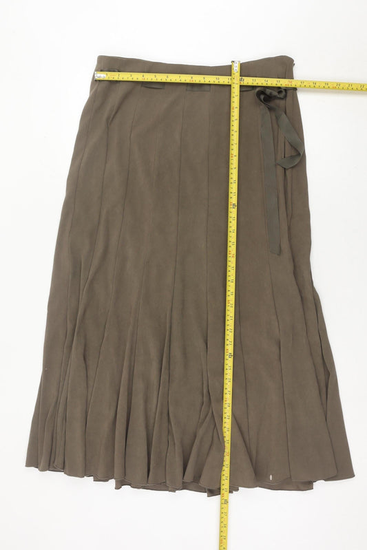 BHS Women’s Brown Pleated Midi Skirt Size 14 Polyester Blend