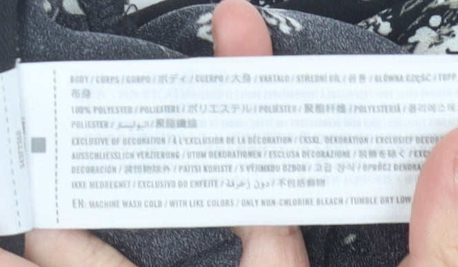 Hollister Womens Black Floral A-Line Midi Skirt XS High Rise