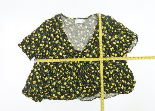Womens UK Size 18 ASOS Black Cropped Blouse