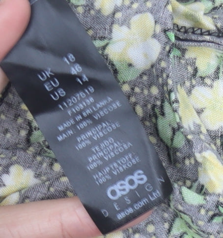 Womens UK Size 18 ASOS Black Cropped Blouse