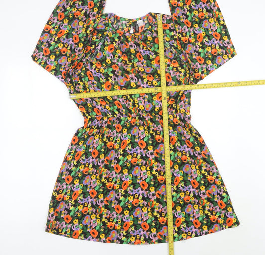 H&M Divided Womens Multicoloured Floral Mini Shift Dress Size 12
