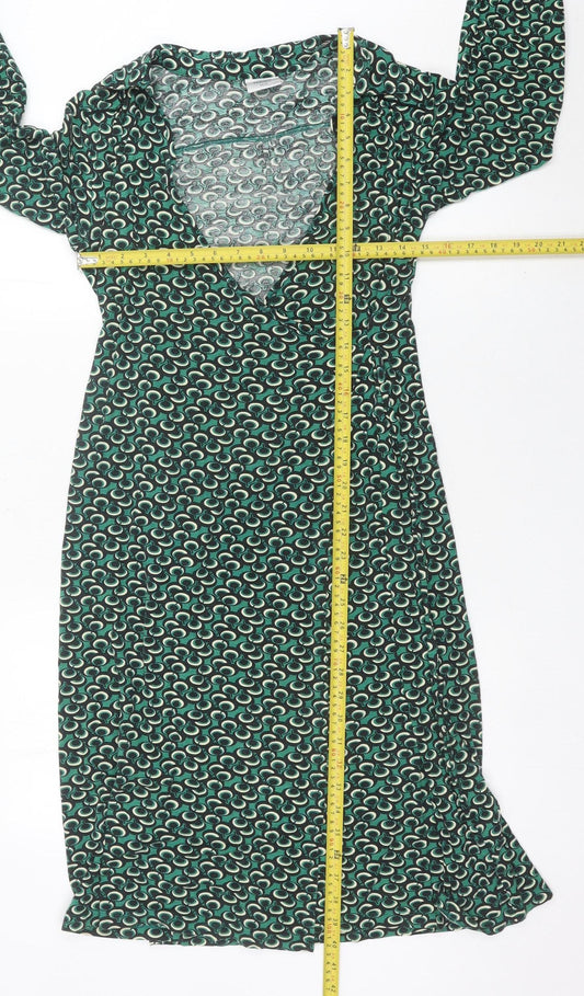 Next Women’s Green Wrap Dress Size 14 Viscose Geometric Print