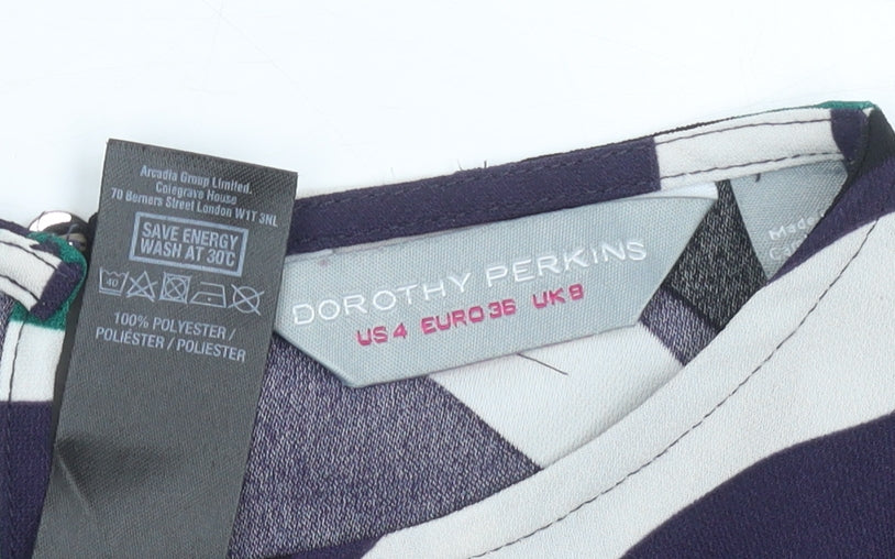 Womens UK Size 8 Dorothy Perkins Multicoloured Wrap Blouse