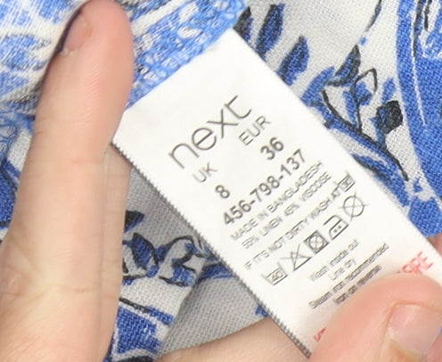 Next Women’s Blue Paisley Sleeveless Shift Dress UK 8 Casual Holiday