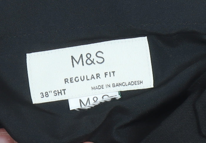 Marks and Spencer Mens Black 38in Regular Fit Dress Pants