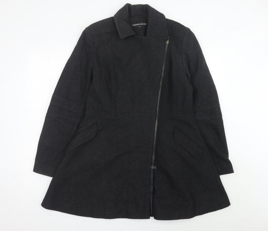 Womens UK Size 14 Warehouse Black Overcoat