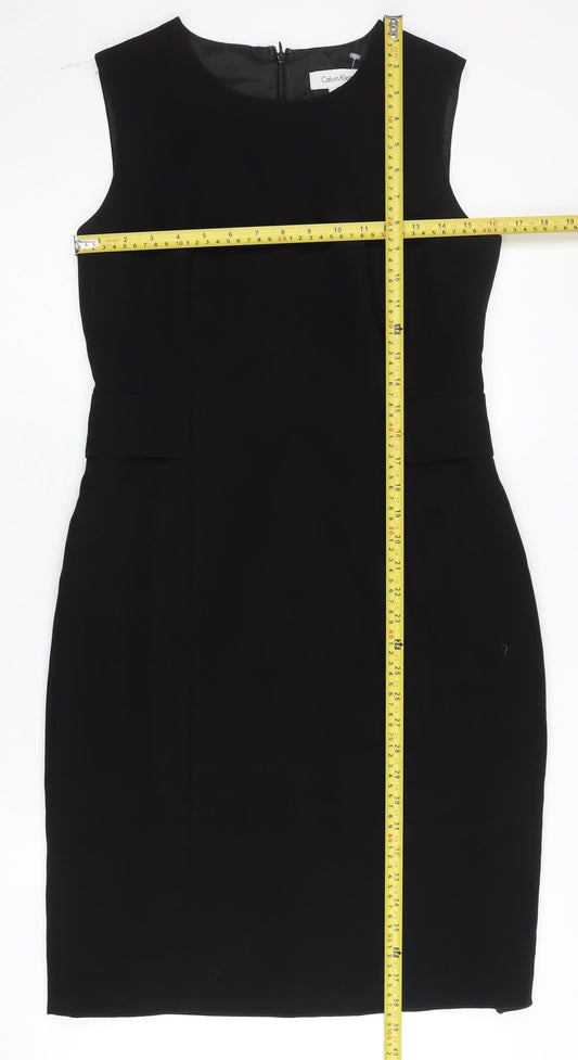 Calvin Klein Women’s Black Sheath Dress Size 10 Knee Length Sleek
