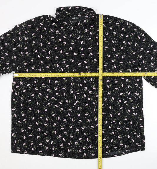 Womens UK Size S Monki Black Basic Button-Up
