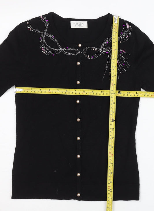 Womens UK Size 8 Wallis Black Cardigan Jumper