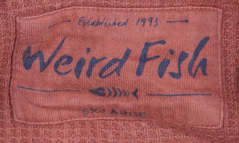 Weird Fish Men’s XL Brown 1/4 Zip Knit Sweatshirt Long Sleeve