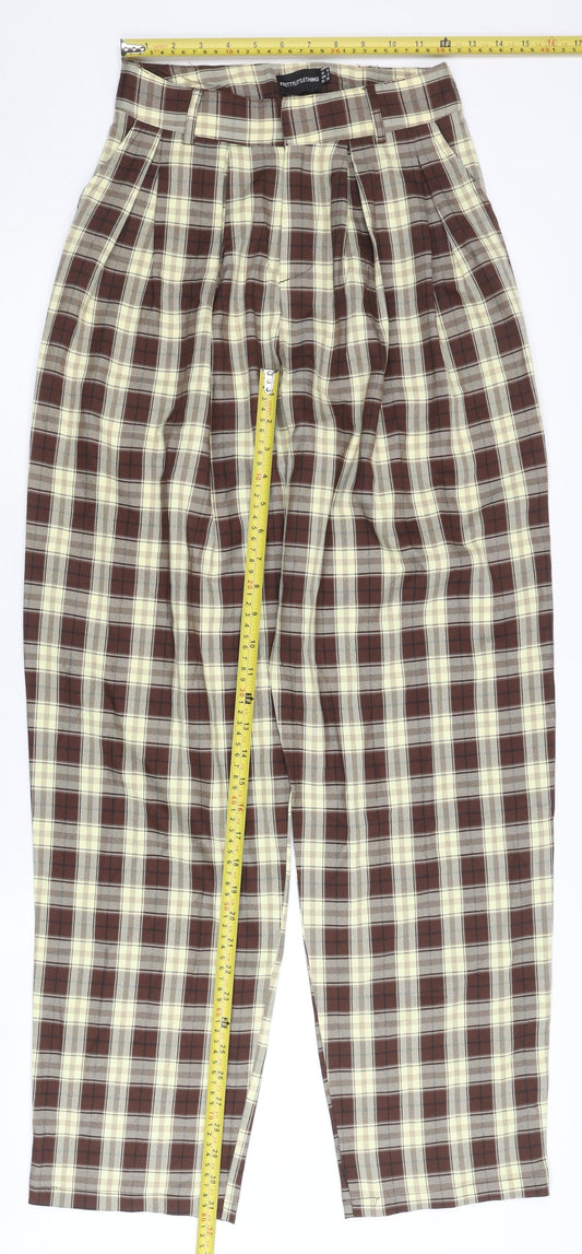 Womens UK Size 6 PRETTYLITTLETHING Regular Fit Chino Brown Trousers
