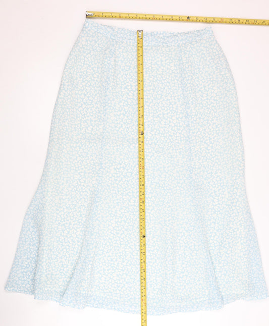 Eastex Women’s Blue Floral Midi A-Line Skirt Size 14 Polyester