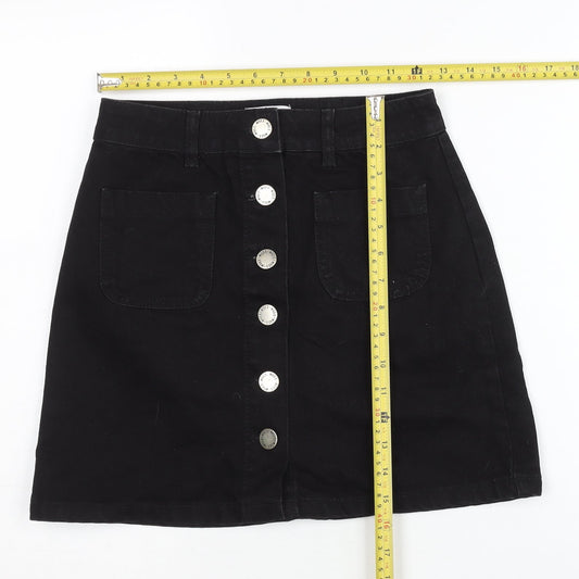 Miss Selfridge Womens Black Denim A-Line Skirt Size 8