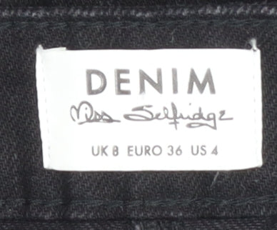Miss Selfridge Womens Black Denim A-Line Skirt Size 8