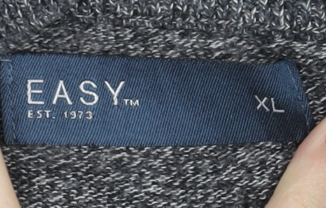 Easy Mens Grey XL 1/4 Zip Mock Neck Knit Jumper Pullover Long Sleeve