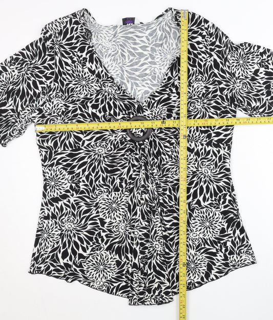 New Look Women’s Black Floral Viscose Tunic Blouse UK 20