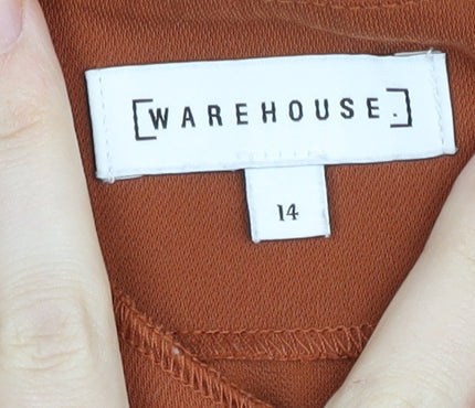 Warehouse Women’s Brown Wide-Leg Sleeveless Jumpsuit Size 14