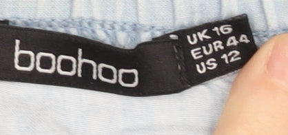 Boohoo Women Blue Embroidered Off Shoulder Blouse UK 16