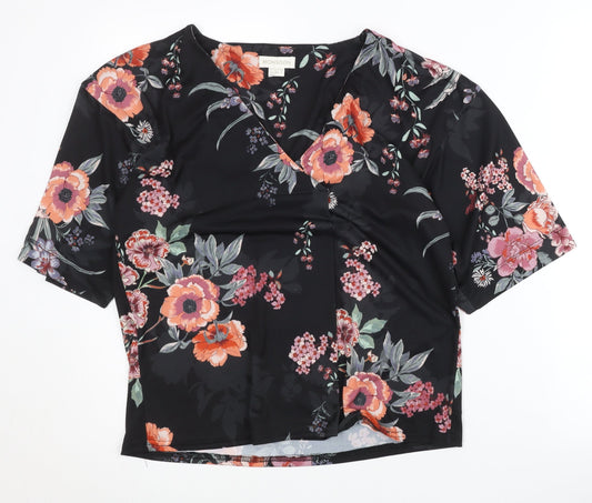 Womens UK Size 10 Monsoon Black Wrap Blouse