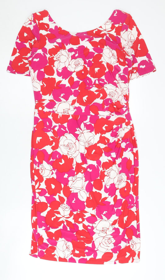 Additional front view of Kaliko Women’s Multicoloured Floral Sheath Dress, size UK 14