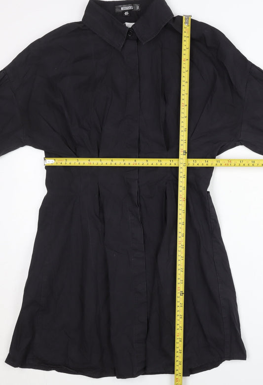 Missguided Women’s Black UK 6 Shirt Dress Long Sleeve Cotton