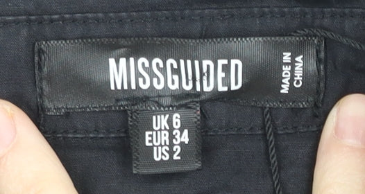 Missguided Women’s Black UK 6 Shirt Dress Long Sleeve Cotton