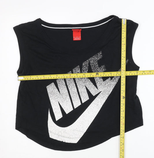 Nike Womens Black Medium Cropped Tank Top Sleeveless Gym Training