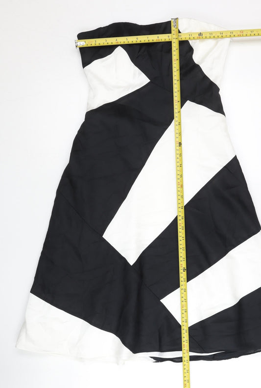 Coast Womens Black White Strapless Colourblock Knee Dress Size 10