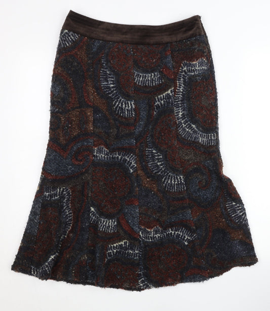 Additional front view of Principles Women’s Multicoloured Paisley Wool A-Line Skirt, size UK 10