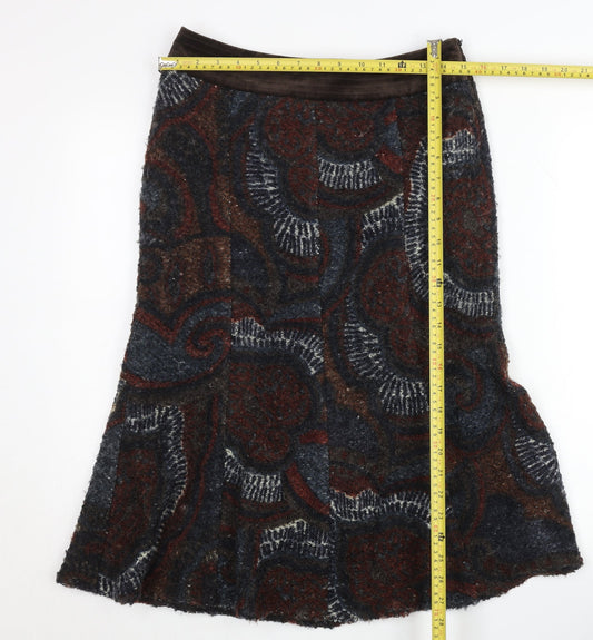 Principles Women’s Multicoloured Paisley Wool A-Line Skirt Size 10