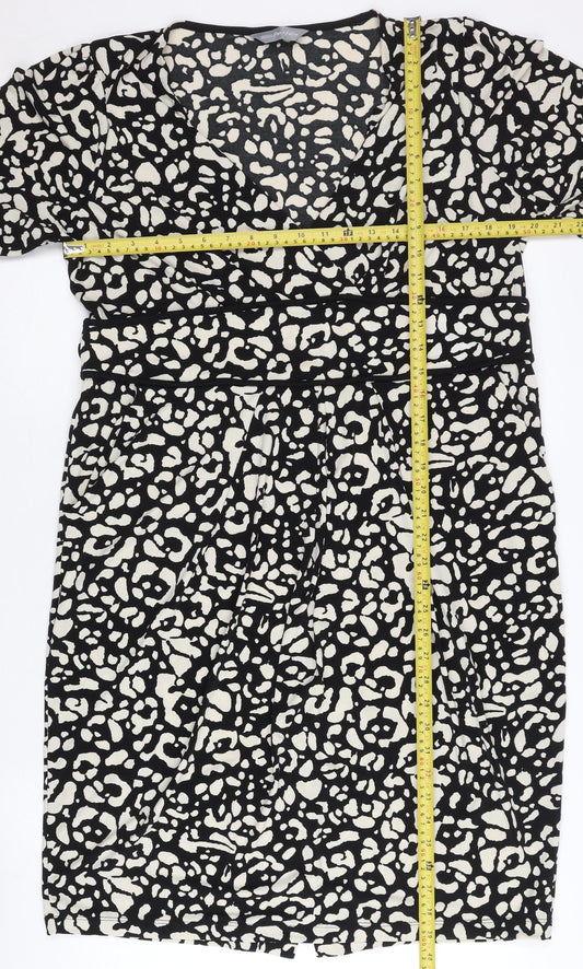 Marks and Spencer Women’s Black Animal Print Sheath Dress Size 18