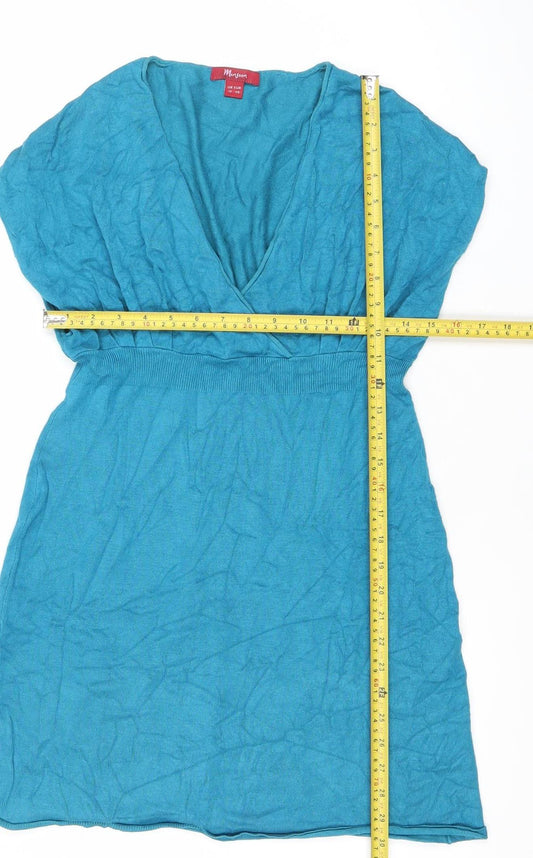 Monsoon Women’s Blue Size 12 Empire Waist V-Neck Jersey Dress
