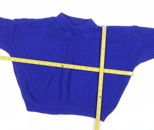 Boohoo Women’s Blue Mock Neck Chunky Knit Pullover Jumper Size L