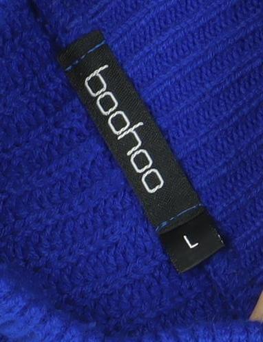 Boohoo Women’s Blue Mock Neck Chunky Knit Pullover Jumper Size L