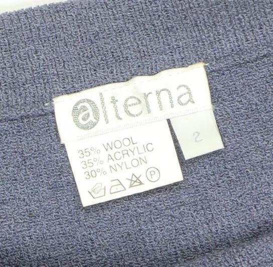 Alterna Womens Blue Wool Blend Knit Pencil Skirt Size 2XS
