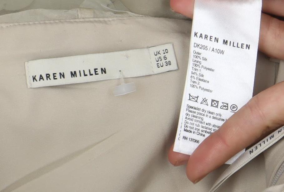 Karen Millen Women Beige Strapless Sequin Bodycon Dress Size 10