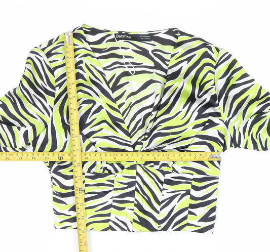 Bershka Womens Multicoloured Zebra Print Cropped Blouse Size 8
