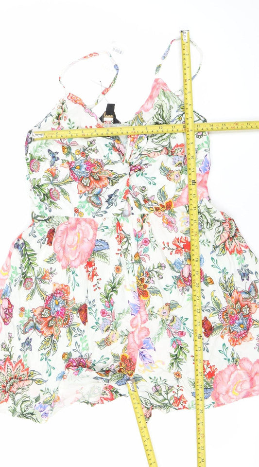 Lipsy Women Multicoloured Floral Viscose Size 12 Playsuit