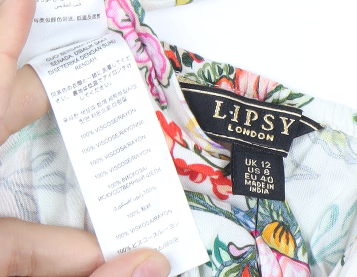 Lipsy Women Multicoloured Floral Viscose Size 12 Playsuit