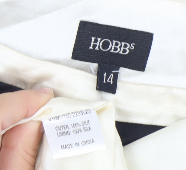 Hobbs Women’s Black White Silk A-Line Knee Length Skirt Size 14