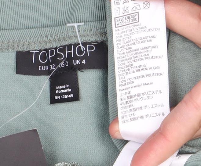 Topshop Women Green Lace Off Shoulder Bodysuit UK 4 Slim Fit