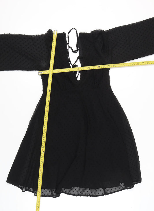 ASOS DESIGN Women’s Black Size 4 Short A-Line Lace Up Dress