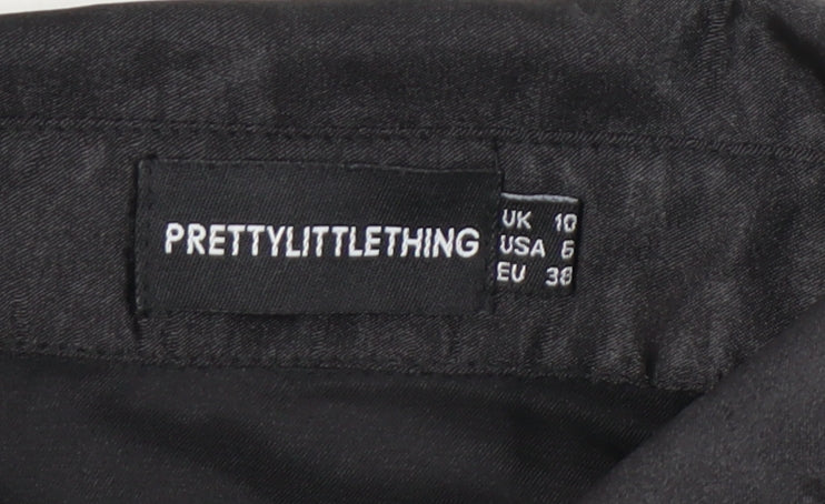 PrettyLittleThing Womens Black Collared Long Sleeve Playsuit Size 10