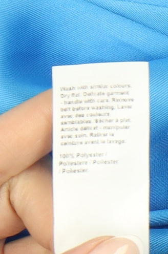 River Island Women’s Blue Size 10 Long Sleeve Satin Playsuit