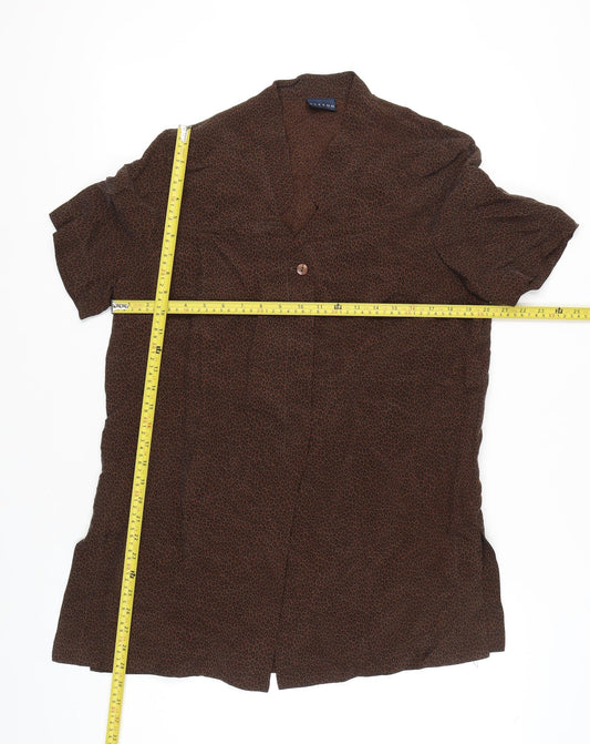 Alexon Women’s Brown Animal Print Blouse Size 14 Short Sleeve